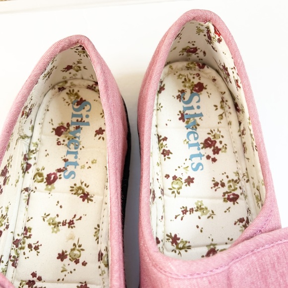 Like New Silvert’s Adaptive Open Toe Diabetic Shoes Pink Floral Slip On Size 9 - Picture 10 of 14